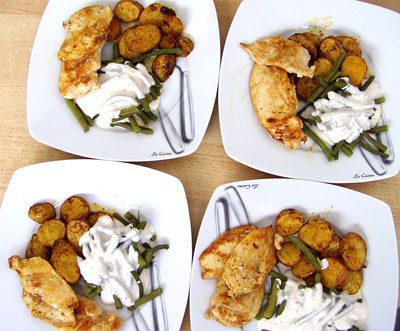 Joghurt-Bohnen und Harissa-Kartoffeln